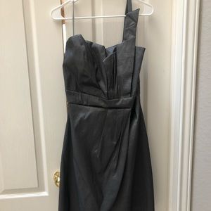 Pewter taffeta evening dress